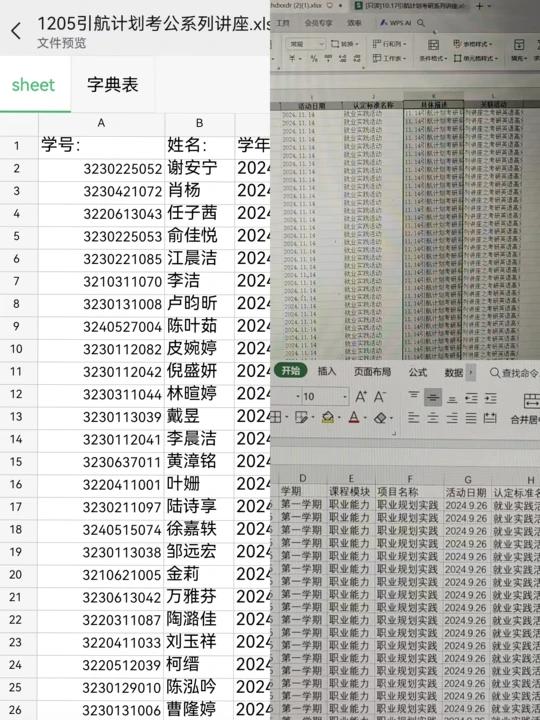 报名名单与表格处理